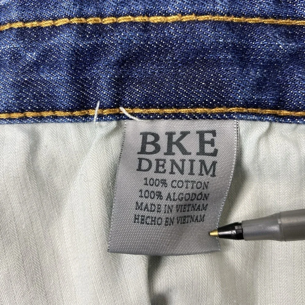BKE Derek Straight Leg Jeans‎ Men's 36R 36x32 Dark Blue Wash Denim Button Fly